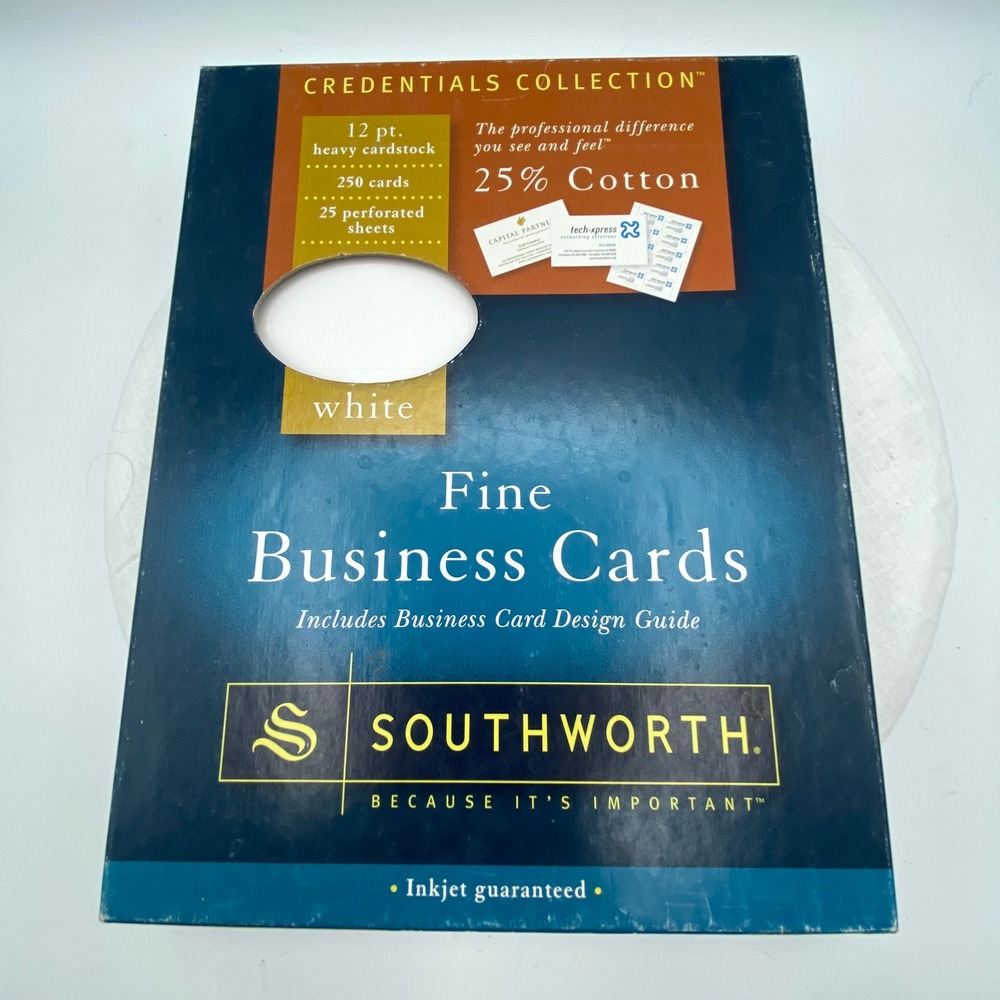 Southworth Credentials Collection 150 Business Cards White 25% Cotton BC#11